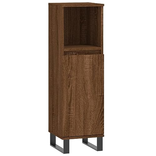 Makastle Badschrank mit 3 Fächer, Aufbewahrungsschrank mit 2 Eisenbeine & 1 Tür für Restaurant oder Internetcafé, Braun Eichen-Optik 30x30x100 cm Holzwerkstoff Makastle Badschrank mit 3 Fächer, Aufbewahrungsschrank mit 2 Eisenbeine & 1 Tür für Restaurant oder Internetcafé, Braun Eichen-Optik 30x30x100 cm Holzwerkstoff von Makastle