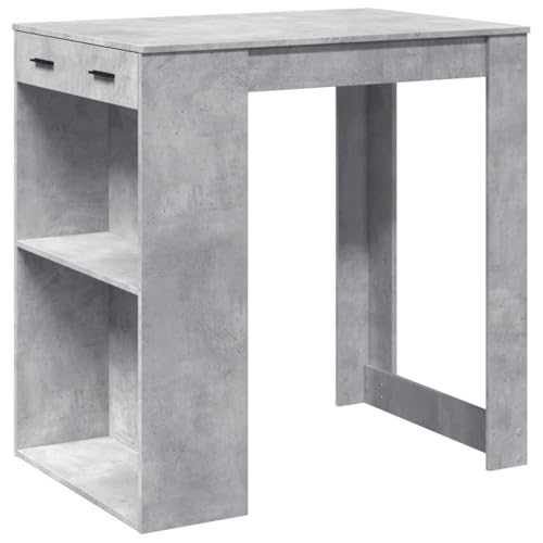 Makastle Bartisch Rechteckig mit 2 offene Fächer, Stehtisch, Bistrotisch mit Schublade und Griff für Wohnzimmer Küche, Betongrau 102x70x103,5 cm Holzwerkstoff Makastle Bartisch Rechteckig mit 2 offene Fächer, Stehtisch, Bistrotisch mit Schublade und Griff für Wohnzimmer Küche, Betongrau 102x70x103,5 cm Holzwerkstoff von Makastle