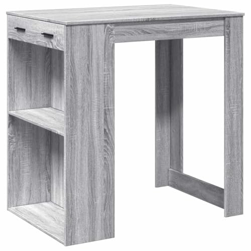 Makastle Bartisch Rechteckig mit 2 offene Fächer, Stehtisch, Bistrotisch mit Schublade und Griff für Wohnzimmer Küche, Grau Sonoma 102x70x103,5 cm Holzwerkstoff Makastle Bartisch Rechteckig mit 2 offene Fächer, Stehtisch, Bistrotisch mit Schublade und Griff für Wohnzimmer Küche, Grau Sonoma 102x70x103,5 cm Holzwerkstoff von Makastle