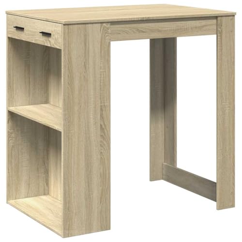 Makastle Bartisch Rechteckig mit 2 offene Fächer, Stehtisch, Bistrotisch mit Schublade und Griff für Wohnzimmer Küche, Sonoma-Eiche 102x70x103,5 cm Holzwerkstoff Makastle Bartisch Rechteckig mit 2 offene Fächer, Stehtisch, Bistrotisch mit Schublade und Griff für Wohnzimmer Küche, Sonoma-Eiche 102x70x103,5 cm Holzwerkstoff von Makastle