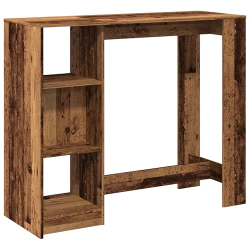 Makastle Bartisch Rechteckiger mit Holzrahmen, Freizeittisch mit 3 offene Fächer für Café und Wohnzimmer, Altholz-Optik 124x46x103,5 cm Holzwerkstoff Makastle Bartisch Rechteckiger mit Holzrahmen, Freizeittisch mit 3 offene Fächer für Café und Wohnzimmer, Altholz-Optik 124x46x103,5 cm Holzwerkstoff von Makastle
