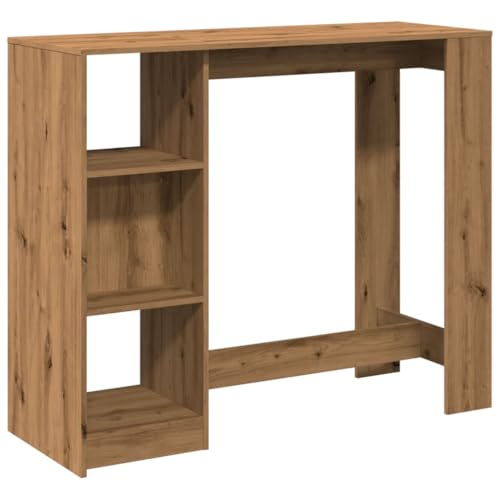 Makastle Bartisch Rechteckiger mit Holzrahmen, Freizeittisch mit 3 offene Fächer für Café und Wohnzimmer, Artisan-Eiche 124x46x103,5 cm Holzwerkstoff Makastle Bartisch Rechteckiger mit Holzrahmen, Freizeittisch mit 3 offene Fächer für Café und Wohnzimmer, Artisan-Eiche 124x46x103,5 cm Holzwerkstoff von Makastle