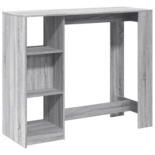 Makastle Bartisch Rechteckiger mit Holzrahmen, Freizeittisch mit 3 offene Fächer für Café und Wohnzimmer, Grau Sonoma 124x46x103,5 cm Holzwerkstoff Makastle Bartisch Rechteckiger mit Holzrahmen, Freizeittisch mit 3 offene Fächer für Café und Wohnzimmer, Grau Sonoma 124x46x103,5 cm Holzwerkstoff von Makastle