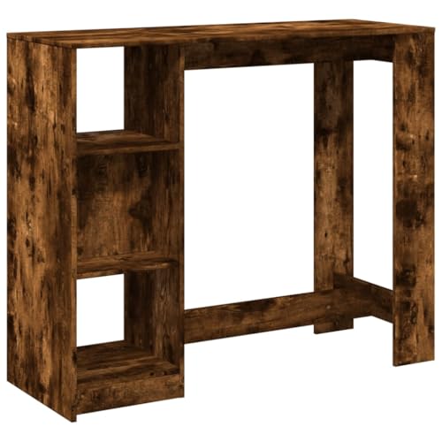 Makastle Bartisch Rechteckiger mit Holzrahmen, Freizeittisch mit 3 offene Fächer für Café und Wohnzimmer, Räuchereiche 124x46x103,5 cm Holzwerkstoff Makastle Bartisch Rechteckiger mit Holzrahmen, Freizeittisch mit 3 offene Fächer für Café und Wohnzimmer, Räuchereiche 124x46x103,5 cm Holzwerkstoff von Makastle