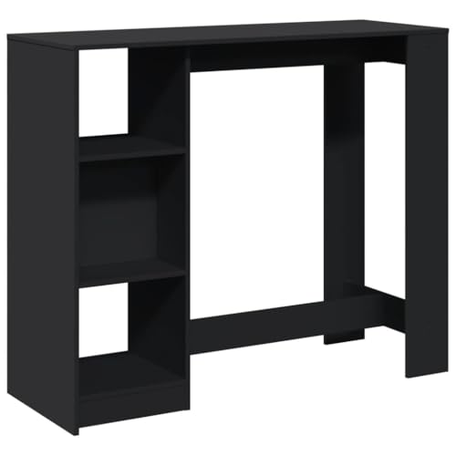 Makastle Bartisch Rechteckiger mit Holzrahmen, Freizeittisch mit 3 offene Fächer für Café und Wohnzimmer, Schwarz 124x46x103,5 cm Holzwerkstoff Makastle Bartisch Rechteckiger mit Holzrahmen, Freizeittisch mit 3 offene Fächer für Café und Wohnzimmer, Schwarz 124x46x103,5 cm Holzwerkstoff von Makastle