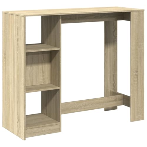 Makastle Bartisch Rechteckiger mit Holzrahmen, Freizeittisch mit 3 offene Fächer für Café und Wohnzimmer, Sonoma-Eiche 124x46x103,5 cm Holzwerkstoff Makastle Bartisch Rechteckiger mit Holzrahmen, Freizeittisch mit 3 offene Fächer für Café und Wohnzimmer, Sonoma-Eiche 124x46x103,5 cm Holzwerkstoff von Makastle