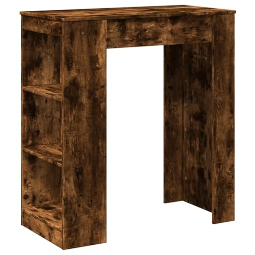 Makastle Bartisch mit 3 offene Fächer, Rechteckiger Stehtisch mit Holzrahmen für Küche und Wohnzimmer, Räuchereiche 95x47x103,5 cm Holzwerkstoff Makastle Bartisch mit 3 offene Fächer, Rechteckiger Stehtisch mit Holzrahmen für Küche und Wohnzimmer, Räuchereiche 95x47x103,5 cm Holzwerkstoff von Makastle