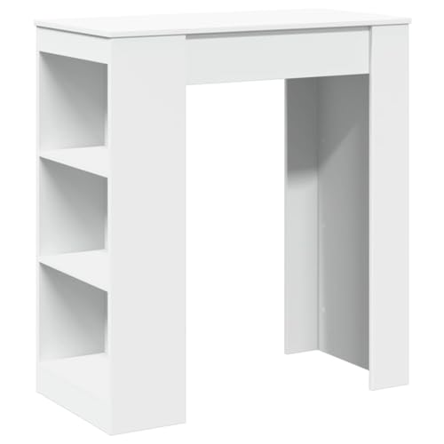 Makastle Bartisch mit 3 offene Fächer, Rechteckiger Stehtisch mit Holzrahmen für Küche und Wohnzimmer, Weiß 95x47x103,5 cm Holzwerkstoff Makastle Bartisch mit 3 offene Fächer, Rechteckiger Stehtisch mit Holzrahmen für Küche und Wohnzimmer, Weiß 95x47x103,5 cm Holzwerkstoff von Makastle