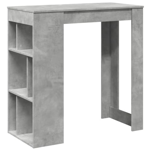 Makastle Bartisch mit 6 offene Fächer, Rechteckiger Küchentisch für Wohnzimmer Cafés, Tragend 75 kg, Betongrau 102x50x103,5 cm Holzwerkstoff Makastle Bartisch mit 6 offene Fächer, Rechteckiger Küchentisch für Wohnzimmer Cafés, Tragend 75 kg, Betongrau 102x50x103,5 cm Holzwerkstoff von Makastle