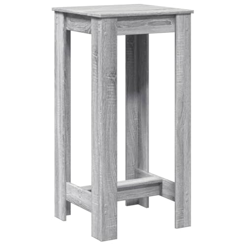 Makastle Bartisch mit Holzrahmen, Quadratischer Tisch, Stehtisch für Esszimmer Wohnzimmer, Tragend 80 kg, Grau Sonoma 51x50x103,5 cm Holzwerkstoff von Makastle