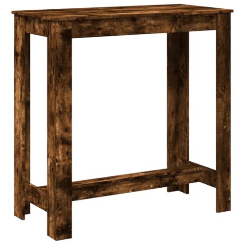 Makastle Bartisch mit Holzrahmen, Quadratischer Tisch, Stehtisch für Esszimmer Wohnzimmer, Tragend 90 kg, Räuchereiche 102x50x103,5 cm Holzwerkstoff von Makastle