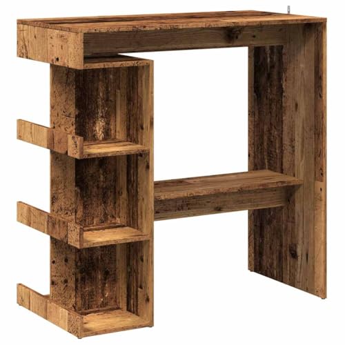 Makastle Bartisch mit Offene Fächer, Küchentisch, Rechteckig Thekentisch mit Holzrahmen für Esszimmer Wohnzimmer, Altholz-Optik 100x48x101,5 cm Holzwerkstoff Makastle Bartisch mit Offene Fächer, Küchentisch, Rechteckig Thekentisch mit Holzrahmen für Esszimmer Wohnzimmer, Altholz-Optik 100x48x101,5 cm Holzwerkstoff von Makastle