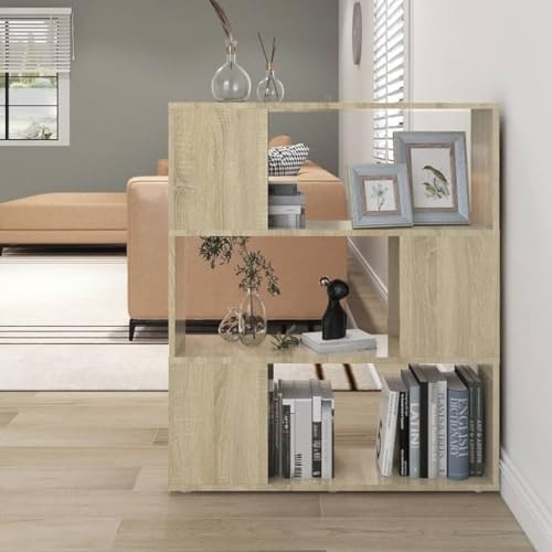 Makastle Bücherregal Raumteiler mit 6 offene Fächer, Schließfächer für Wohnzimmer, Studie, Schlafzimmer, Leicht zu reinigen, Sonoma-Eiche 80x24x94 cm Holzwerkstoff Makastle Bücherregal Raumteiler mit 6 offene Fächer, Schließfächer für Wohnzimmer, Studie, Schlafzimmer, Leicht zu reinigen, Sonoma-Eiche 80x24x94 cm Holzwerkstoff von Makastle