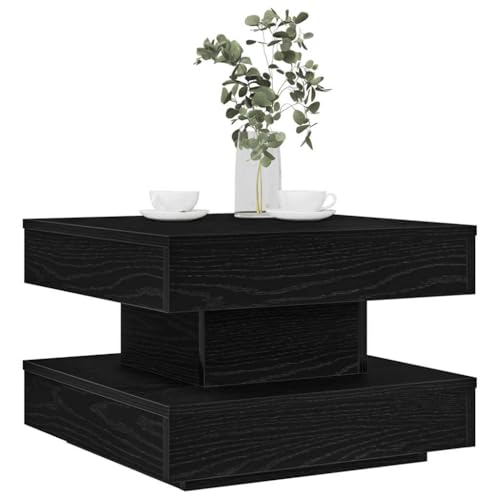 Makastle Couchtisch, 360-Grad Drehbar, Wohnzimmertisch, Sofatisch, einfacher Aufbau, Schwarz 50x50x34,5 cm von Makastle