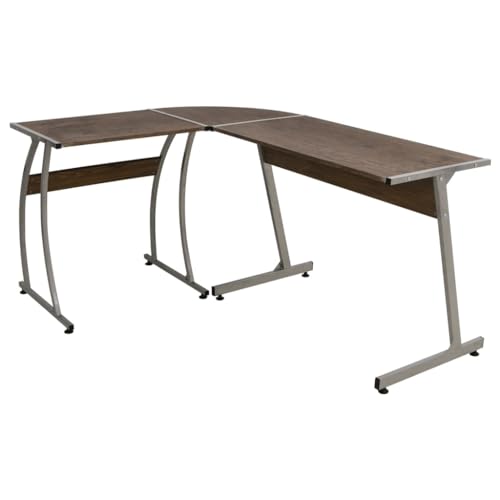 Makastle Eckschreibtisch, L-Form Schreibtisch Workstation Computertisch Bürotisch für Homeoffice, einfacher Aufbau, Braun Holzwerkstoff 152 x 117 x 74 cm von Makastle