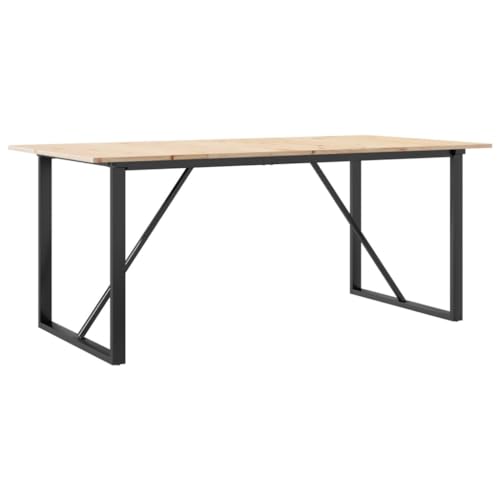 Makastle Esstisch Rechteckiger mit O-förmiger Stahlrahmen, Multifunktionstisch mit Holz Tischplatte für Küche Wohnzimmer, Braun 180x90x75 cm Kiefer Makastle Esstisch Rechteckiger mit O-förmiger Stahlrahmen, Multifunktionstisch mit Holz Tischplatte für Küche Wohnzimmer, Braun 180x90x75 cm Kiefer von Makastle
