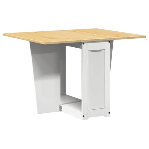 Makastle Esstisch mit Klappbar Tischplatte, Rechteckiger Restauranttisch mit Massivholzrahmen für Studie Küche, Braun und Weiß 114 x 92 x 75 cm Kiefer Makastle Esstisch mit Klappbar Tischplatte, Rechteckiger Restauranttisch mit Massivholzrahmen für Studie Küche, Braun und Weiß 114 x 92 x 75 cm Kiefer von Makastle