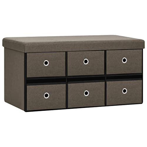 Makastle Faltbare Sitzbank mit Stauraum, Flurbank mit 6 Schubladen und Löcher für Schlafzimmer Wohnzimmer, Platz sparen, Braun 76x38x38 cm Leinenoptik Makastle Faltbare Sitzbank mit Stauraum, Flurbank mit 6 Schubladen und Löcher für Schlafzimmer Wohnzimmer, Platz sparen, Braun 76x38x38 cm Leinenoptik von Makastle