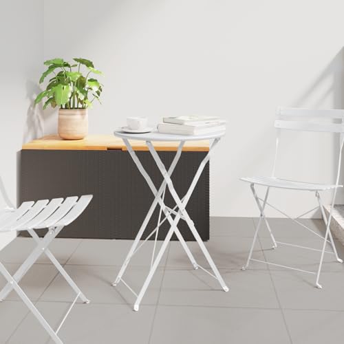 Makastle Faltbarer Bistrotisch, Wetterfest UV beständig, Terrassentisch für Balkon, Garten und Camping, Weiß Ø50x71 cm Pulverbeschichteter Stahl Makastle Faltbarer Bistrotisch, Wetterfest UV beständig, Terrassentisch für Balkon, Garten und Camping, Weiß Ø50x71 cm Pulverbeschichteter Stahl von Makastle