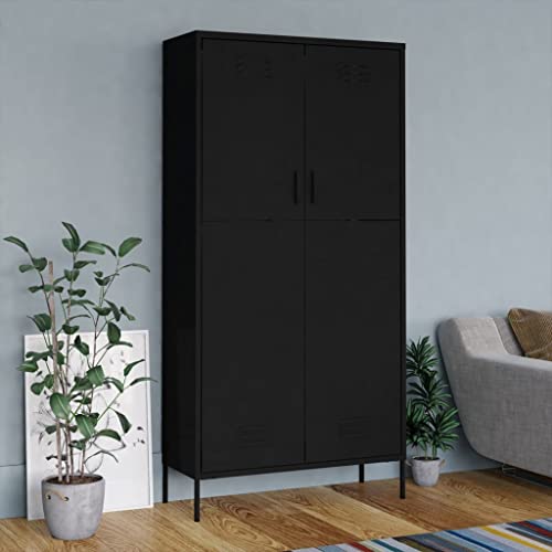 Makastle Garderobenschrank Metallschrank Umkleideschrank mit 4 höhenverstellbaren Regalfächern und 1 Kleiderstange, Kleiderschrank Stahlschrank Schrank Umkleidespind Spind Stahlspind, 90x50x180 cm Makastle Garderobenschrank Metallschrank Umkleideschrank mit 4 höhenverstellbaren Regalfächern und 1 Kleiderstange, Kleiderschrank Stahlschrank Schrank Umkleidespind Spind Stahlspind, 90x50x180 cm von Makastle