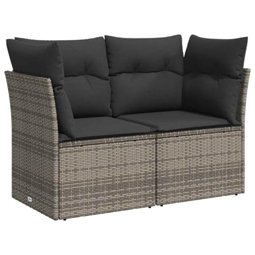 Makastle Garten-Ecksofa mit Rückenlehne 2er Set, Freizeitsofa mit Stauraum und Dunkelgrau Kissen für Terrasse Balkon, Grau 62 x 62 x 69 cm Poly Rattan Makastle Garten-Ecksofa mit Rückenlehne 2er Set, Freizeitsofa mit Stauraum und Dunkelgrau Kissen für Terrasse Balkon, Grau 62 x 62 x 69 cm Poly Rattan von Makastle