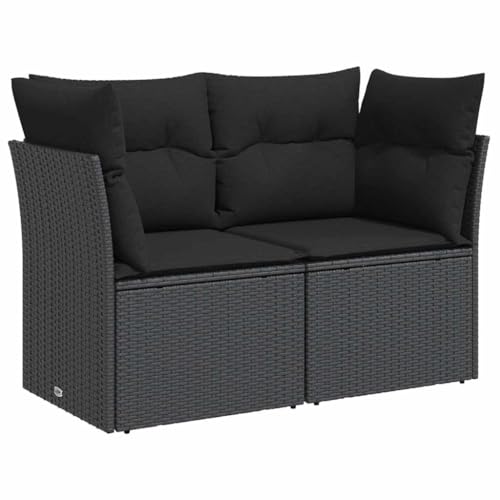 Makastle Garten-Ecksofa mit Rückenlehne 2er Set, Freizeitsofa mit Stauraum und Kissen für Terrasse Balkon, Schwarz 62 x 62 x 69 cm Poly Rattan Makastle Garten-Ecksofa mit Rückenlehne 2er Set, Freizeitsofa mit Stauraum und Kissen für Terrasse Balkon, Schwarz 62 x 62 x 69 cm Poly Rattan von Makastle