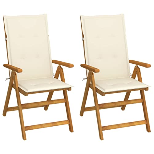 Makastle Garten-Liegestühle mit Cremeweiß Kissen, 2er Set, Relaxsessel mit 5-Verstellbarer Rückenlehne für Balkon Terrasse, Braun 57 x 69 x 111 cm Polyester Makastle Garten-Liegestühle mit Cremeweiß Kissen, 2er Set, Relaxsessel mit 5-Verstellbarer Rückenlehne für Balkon Terrasse, Braun 57 x 69 x 111 cm Polyester von Makastle