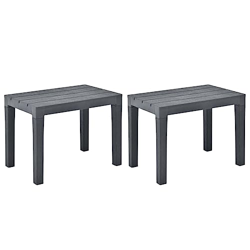 Makastle Gartenbänke Holz-Optik 2er Set, kleine Sitzbank Robust für Flur, Bad, oder Schlafzimmer, Leicht zu bewegen, Anthrazit Kunststoff 60 x 38,5 x 45 cm Makastle Gartenbänke Holz-Optik 2er Set, kleine Sitzbank Robust für Flur, Bad, oder Schlafzimmer, Leicht zu bewegen, Anthrazit Kunststoff 60 x 38,5 x 45 cm von Makastle
