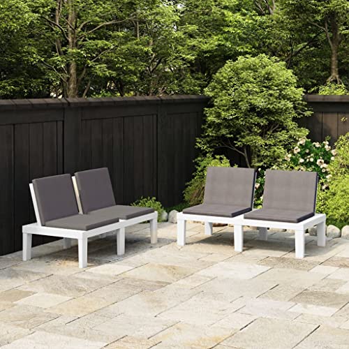 Makastle Gartenbänke mit Kissen 2er Set, 2-sitzer Balkonbank mit Rückenlehne für Terrasse, Park, Leicht zu bewegen, Kunststoff Weiß 130 x 65 x 70 cm Makastle Gartenbänke mit Kissen 2er Set, 2-sitzer Balkonbank mit Rückenlehne für Terrasse, Park, Leicht zu bewegen, Kunststoff Weiß 130 x 65 x 70 cm von Makastle