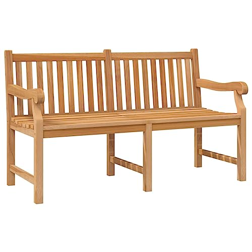 Makastle Gartenbank, 3-Sitzer Holzbank mit Armlehnen & Rückenlehne, wetterfeste Sitzbank, Parkbank, Balkonbank, Outdoor Bank, 150 x 69 x 92 cm Braun von Makastle