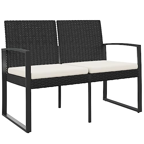 Makastle Gartenbank, Sitzbank in Rattanoptik, Parkbank mit Stahlrahmen, Balkonbank für 2 Personen, Sitzbank Garten Sofa Bank Sessel Gartenmöbel, 103,5 x 57 x 77,5 cm von Makastle