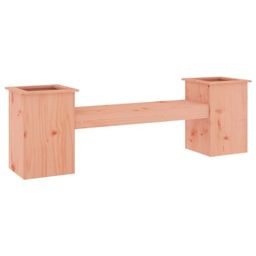 Makastle Gartenbank mit 2 Pflanzgefäße, 2-Sitzer Holzbank, Sitzbank aus Holz, Wetterfest Terrassenbank Sitzgruppe für Balkon, Garten und Terrasse, 184,5x39,5x56,5cm Douglasienholz von Makastle