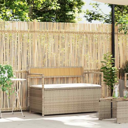 Makastle Gartenbank mit Cremeweiß Kissen, 2-sitzer Balkonbank mit Rückenlehne und Stauraum für Terrasse, Park, Beige Poly Rattan 111,5 x 54 x 74 cm Makastle Gartenbank mit Cremeweiß Kissen, 2-sitzer Balkonbank mit Rückenlehne und Stauraum für Terrasse, Park, Beige Poly Rattan 111,5 x 54 x 74 cm von Makastle