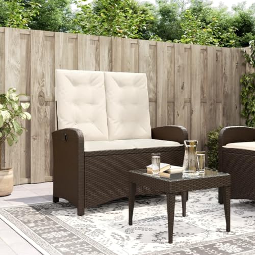 Makastle Gartenbank mit Cremeweiß Kissen, Freizeitbank, Verstellbare Rückenlehne, für Terrasse, Balkon, Braun Poly Rattan 105 x 59 x 93 cm Makastle Gartenbank mit Cremeweiß Kissen, Freizeitbank, Verstellbare Rückenlehne, für Terrasse, Balkon, Braun Poly Rattan 105 x 59 x 93 cm von Makastle