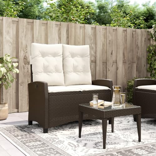 Makastle Gartenbank mit Cremeweiß Kissen, Freizeitbank mit Griff Verstellbare Rückenlehne für Terrasse, Balkon, Braun Poly Rattan 105 x 66 x 93 cm Makastle Gartenbank mit Cremeweiß Kissen, Freizeitbank mit Griff Verstellbare Rückenlehne für Terrasse, Balkon, Braun Poly Rattan 105 x 66 x 93 cm von Makastle