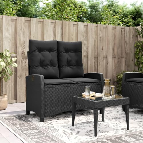 Makastle Gartenbank mit Schwarz Kissen, Freizeitbank mit Griff Verstellbare Rückenlehne für Terrasse, Balkon, Schwarz Poly Rattan 105 x 66 x 93 cm Makastle Gartenbank mit Schwarz Kissen, Freizeitbank mit Griff Verstellbare Rückenlehne für Terrasse, Balkon, Schwarz Poly Rattan 105 x 66 x 93 cm von Makastle