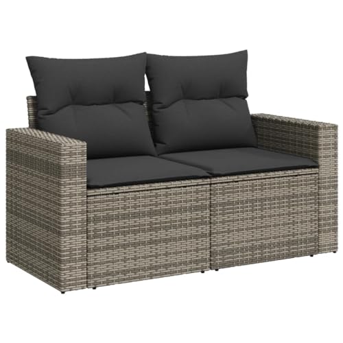 Makastle Gartensofa 2-Sitzer mit Rückenlehne & Stauraum, Polyrattan-Stuhl mit Dunkelgrau Kissen für Terrasse Balkon, UV-beständig, Grau 131 x 62 x 69 cm Makastle Gartensofa 2-Sitzer mit Rückenlehne & Stauraum, Polyrattan-Stuhl mit Dunkelgrau Kissen für Terrasse Balkon, UV-beständig, Grau 131 x 62 x 69 cm von Makastle