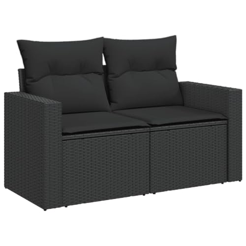 Makastle Gartensofa 2-Sitzer mit Rückenlehne & Stauraum, Polyrattan-Stuhl mit Schwarz Kissen für Terrasse Balkon, UV-beständig, Schwarz 131 x 62 x 69 cm Makastle Gartensofa 2-Sitzer mit Rückenlehne & Stauraum, Polyrattan-Stuhl mit Schwarz Kissen für Terrasse Balkon, UV-beständig, Schwarz 131 x 62 x 69 cm von Makastle