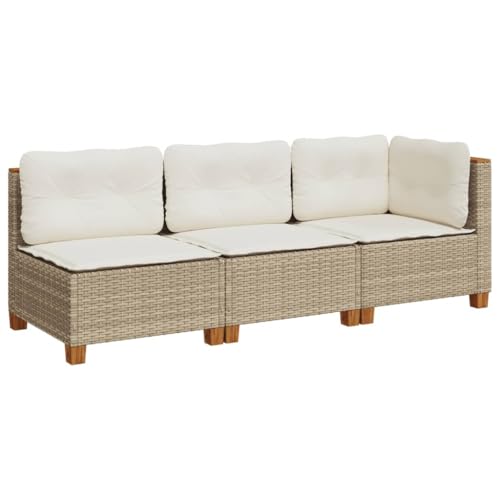 Makastle Gartensofa 3-Sitzer mit Cremeweiß Kissen, Hinterhofsofa mit Stahlrahmen und Holzfüße für Terrasse Balkon, Beige 190,5 x 63,5 x 62 cm Poly Rattan Makastle Gartensofa 3-Sitzer mit Cremeweiß Kissen, Hinterhofsofa mit Stahlrahmen und Holzfüße für Terrasse Balkon, Beige 190,5 x 63,5 x 62 cm Poly Rattan von Makastle