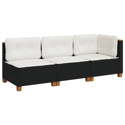 Makastle Gartensofa 3-Sitzer mit Cremeweiß Kissen, Hinterhofsofa mit Stahlrahmen und Holzfüße für Terrasse Balkon, Schwarz 190,5 x 63,5 x 62 cm Poly Rattan Makastle Gartensofa 3-Sitzer mit Cremeweiß Kissen, Hinterhofsofa mit Stahlrahmen und Holzfüße für Terrasse Balkon, Schwarz 190,5 x 63,5 x 62 cm Poly Rattan von Makastle