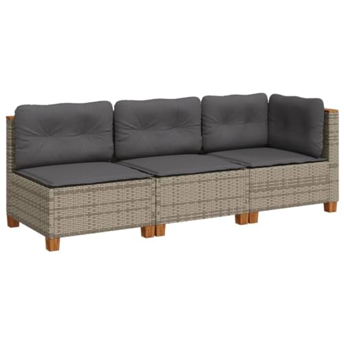 Makastle Gartensofa 3-Sitzer mit Dunkelgrau Kissen, Hinterhofsofa mit Stahlrahmen und Holzfüße für Terrasse Balkon, Grau 190,5 x 63,5 x 62 cm Poly Rattan Makastle Gartensofa 3-Sitzer mit Dunkelgrau Kissen, Hinterhofsofa mit Stahlrahmen und Holzfüße für Terrasse Balkon, Grau 190,5 x 63,5 x 62 cm Poly Rattan von Makastle