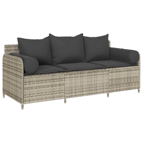 Makastle Gartensofa 3-Sitzer mit Dunkelgrau Kissen, Loungesessel mit Rückenlehne und Armlehne für Terrasse Balkon, Hellgrau 170 x 67 x 65 cm Poly Rattan Makastle Gartensofa 3-Sitzer mit Dunkelgrau Kissen, Loungesessel mit Rückenlehne und Armlehne für Terrasse Balkon, Hellgrau 170 x 67 x 65 cm Poly Rattan von Makastle