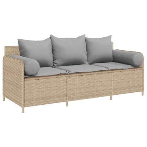 Makastle Gartensofa 3-Sitzer mit Hellgrau Kissen, Loungesessel mit Rückenlehne und Armlehne für Terrasse Balkon, Beige 170 x 67 x 65 cm Poly Rattan Makastle Gartensofa 3-Sitzer mit Hellgrau Kissen, Loungesessel mit Rückenlehne und Armlehne für Terrasse Balkon, Beige 170 x 67 x 65 cm Poly Rattan von Makastle