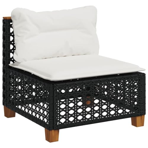 Makastle Gartensofa mit Netzrückenlehne und Holzfüße, Balkonsofa mit Stahlrahmen und Kissen für Terrasse Hinterhof, Schwarz 63,5 x 63,5 x 62 cm Poly Rattan Makastle Gartensofa mit Netzrückenlehne und Holzfüße, Balkonsofa mit Stahlrahmen und Kissen für Terrasse Hinterhof, Schwarz 63,5 x 63,5 x 62 cm Poly Rattan von Makastle