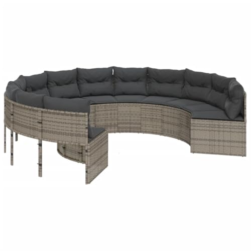 Makastle Gartensofa runder mit Dunkelgrau Kissen, Polyrattan-Stuhl mit Rückenlehne und Stahlrahmen für Terrasse Balkon, Grau 287 x 70 cm Makastle Gartensofa runder mit Dunkelgrau Kissen, Polyrattan-Stuhl mit Rückenlehne und Stahlrahmen für Terrasse Balkon, Grau 287 x 70 cm von Makastle