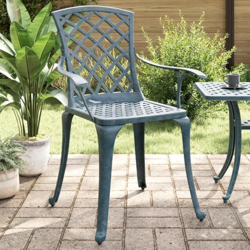 Makastle Gartenstühle, 2er Set, Armlehnensessel mit Metallgewebe Rückenlehne für Balkon Terrasse, bis 110 kg Belastbarkeit, Aluminiumguss 61 x 60 x 93 cm Grün Makastle Gartenstühle, 2er Set, Armlehnensessel mit Metallgewebe Rückenlehne für Balkon Terrasse, bis 110 kg Belastbarkeit, Aluminiumguss 61 x 60 x 93 cm Grün von Makastle