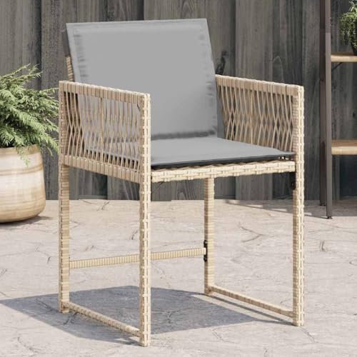 Makastle Gartenstühle mit Hellgrau Kissen, 4er Set, Polyrattan-Stuhl mit Netzrückenlehne & Metallbeine für Balkon Terrasse, Beige 50.5 x 54 x 79 cm Poly Rattan Makastle Gartenstühle mit Hellgrau Kissen, 4er Set, Polyrattan-Stuhl mit Netzrückenlehne & Metallbeine für Balkon Terrasse, Beige 50.5 x 54 x 79 cm Poly Rattan von Makastle