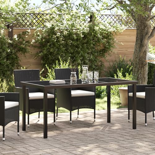 Makastle Gartentisch, Wetterfest UV beständig, Balkontisch, Picknicktisch für Balkon, Terrasse, Garten, Camping, Picknick, Schwarz 160x80x73 cm Hartglas Stahl Makastle Gartentisch, Wetterfest UV beständig, Balkontisch, Picknicktisch für Balkon, Terrasse, Garten, Camping, Picknick, Schwarz 160x80x73 cm Hartglas Stahl von Makastle