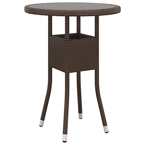 Makastle Gartentisch Ø 60cm Ornament Glasplatte Garten Esstisch Runder Beistelltisch Wetterfest Terrasse Balkon Tisch, Hartglas und Poly Rattan Braun Makastle Gartentisch Ø 60cm Ornament Glasplatte Garten Esstisch Runder Beistelltisch Wetterfest Terrasse Balkon Tisch, Hartglas und Poly Rattan Braun von Makastle