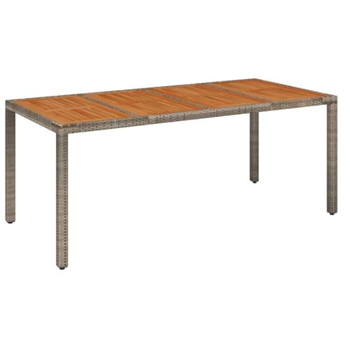 Makastle Gartentisch mit Holzplatte, Terrassenmöbel, Balkontisch für Patio, Terrasse, Hinterhof, Gute Witterungsbeständigkeit, 190x90x75 cm Grau Poly Rattan Makastle Gartentisch mit Holzplatte, Terrassenmöbel, Balkontisch für Patio, Terrasse, Hinterhof, Gute Witterungsbeständigkeit, 190x90x75 cm Grau Poly Rattan von Makastle